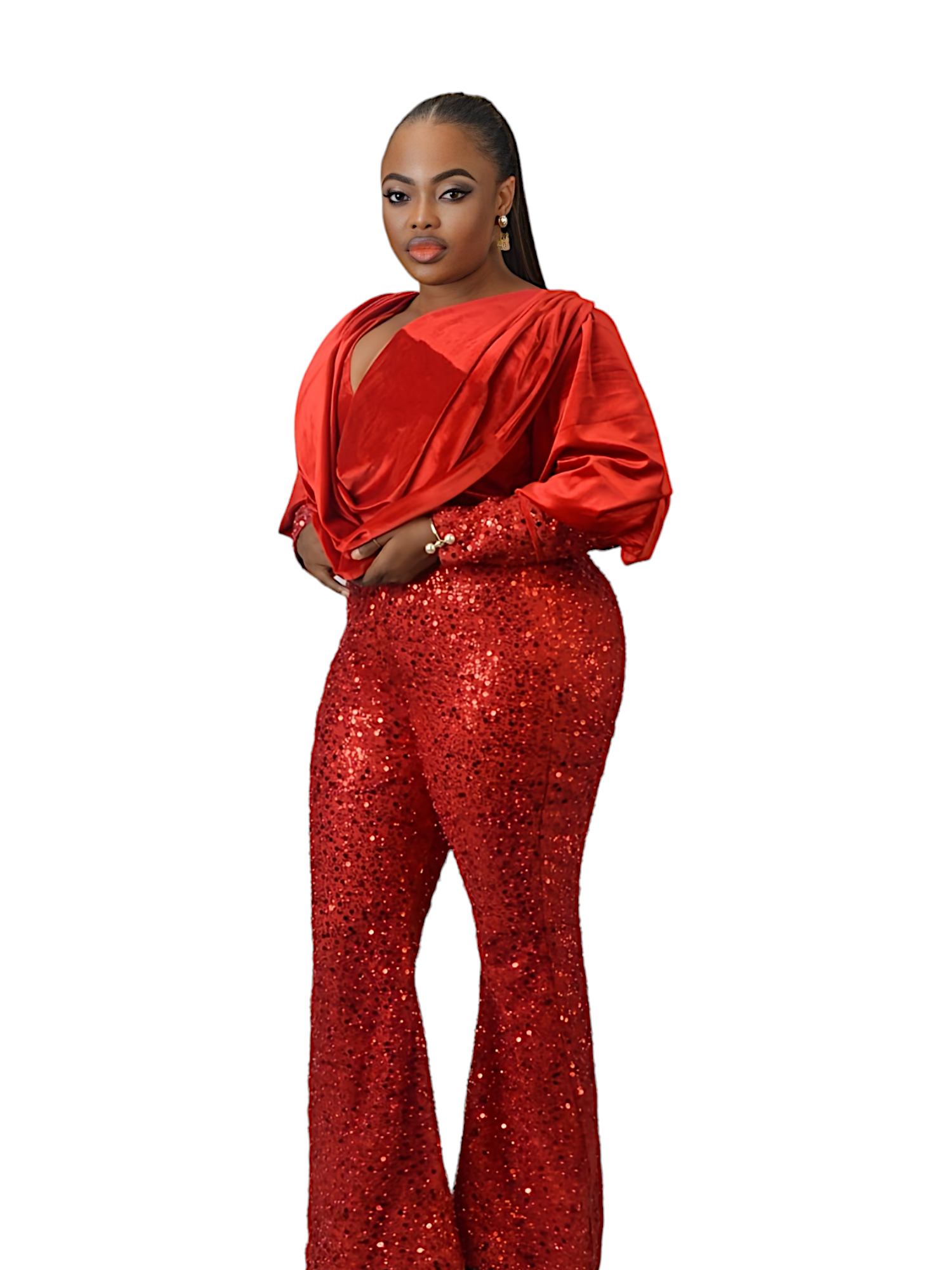 Zasberry Red Sequence Jumpsuit