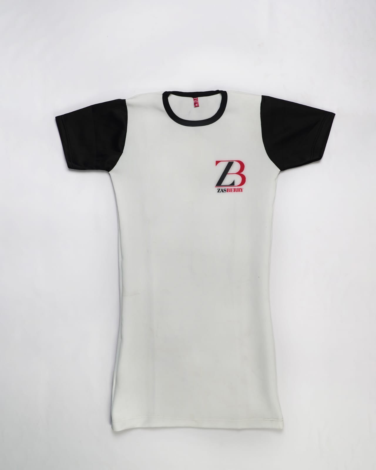 Zasberry Women's T-Shirt Dress White/Black Hand With Logo