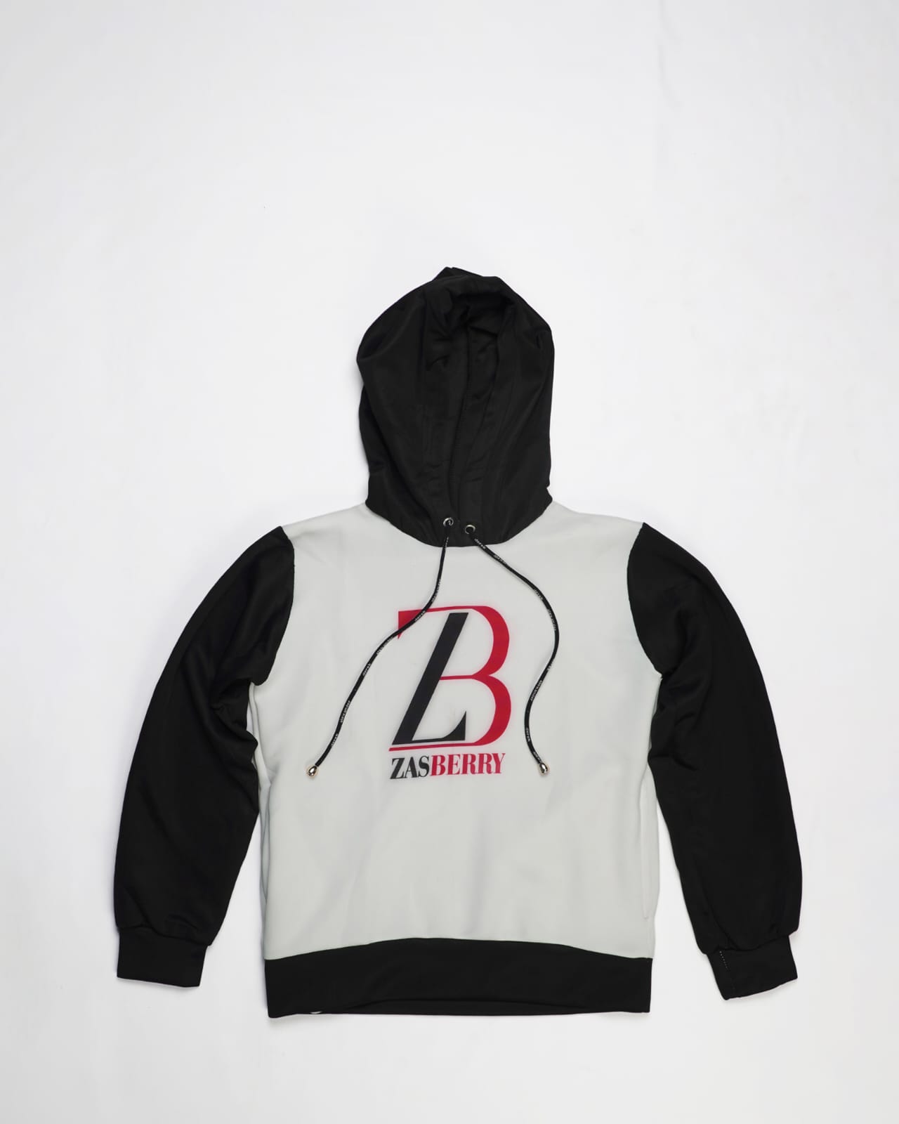 Zasberry Unisex Hoodie Top With White/Black Hand Colored Logo Print