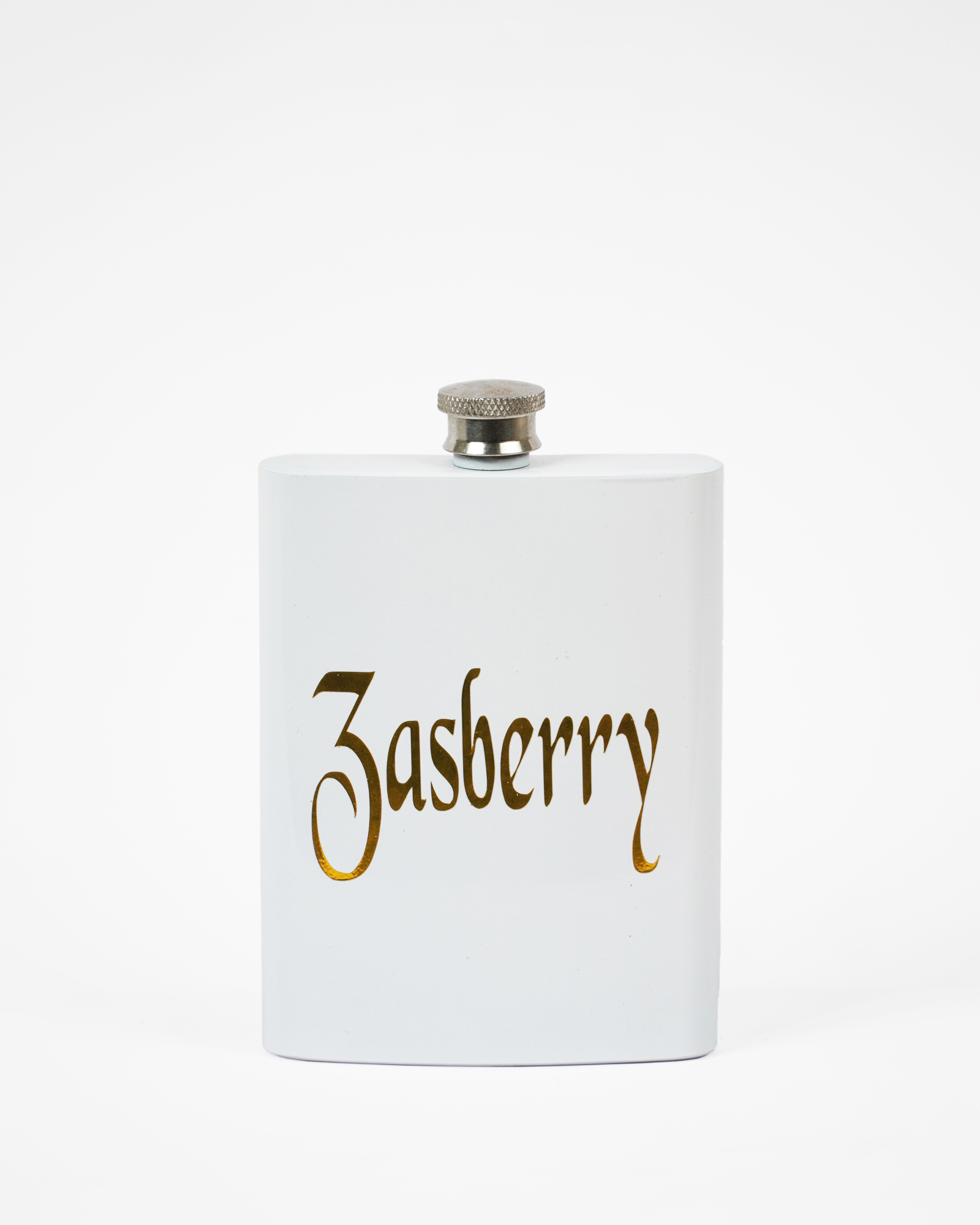 Zasberry Alcohol Flask - White/Yellow Logo