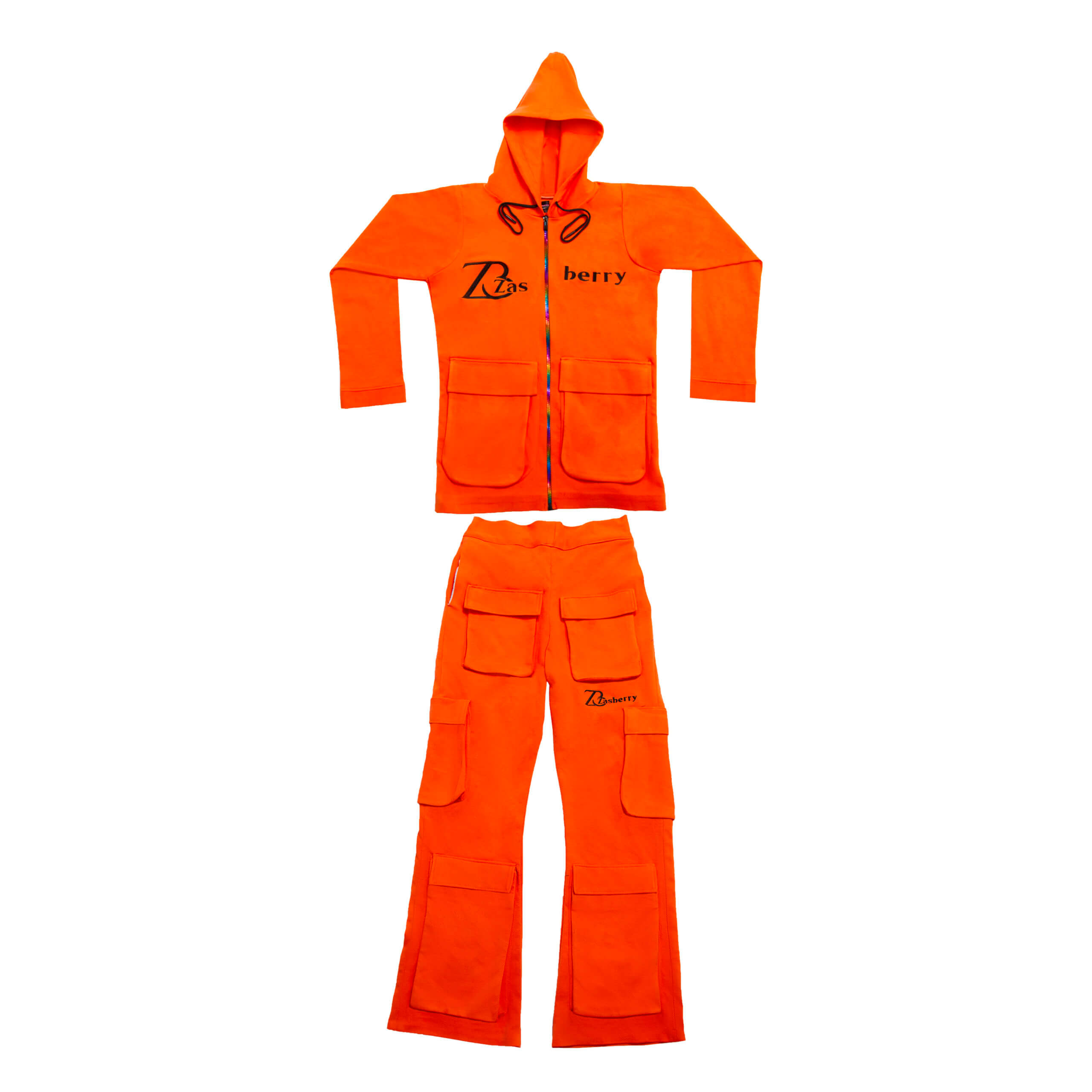 Zasberry Ladies Orange Multi-Pocket 2 Piece Set