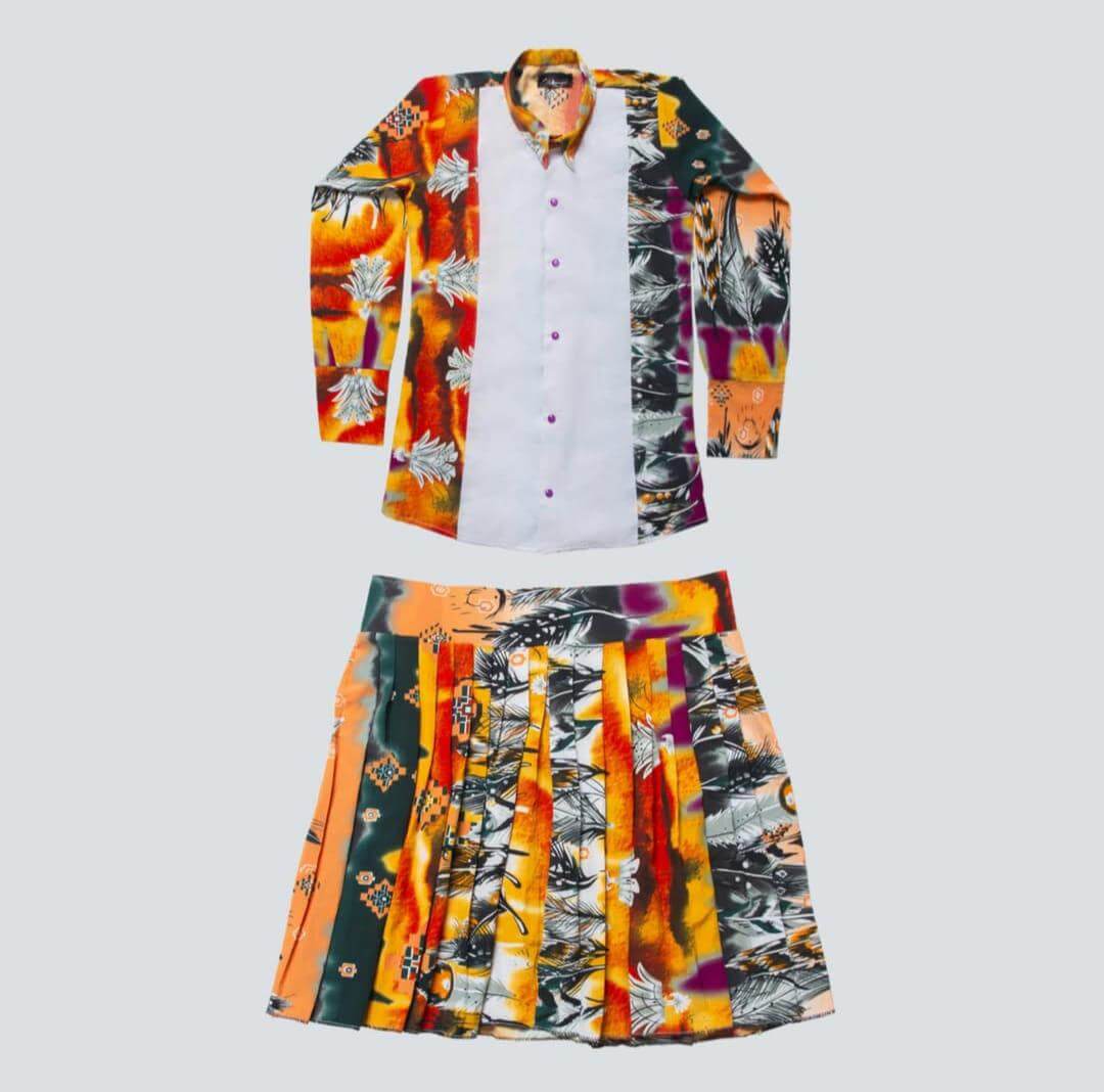 Zasberry Ladies Vintage Print Skirt Top Set