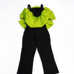 Zasberry Luxury Black Synthetic Crepe/Lemon Green Silk Jumpsuits