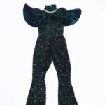 Zasberry Luxury Sequence Jumpsuit In Dark Green